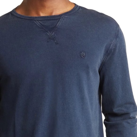 John Varvatos Men's Long Sleeve Darien Peace Sign Crew Sweatshirt Navy - Picture 3 of 5